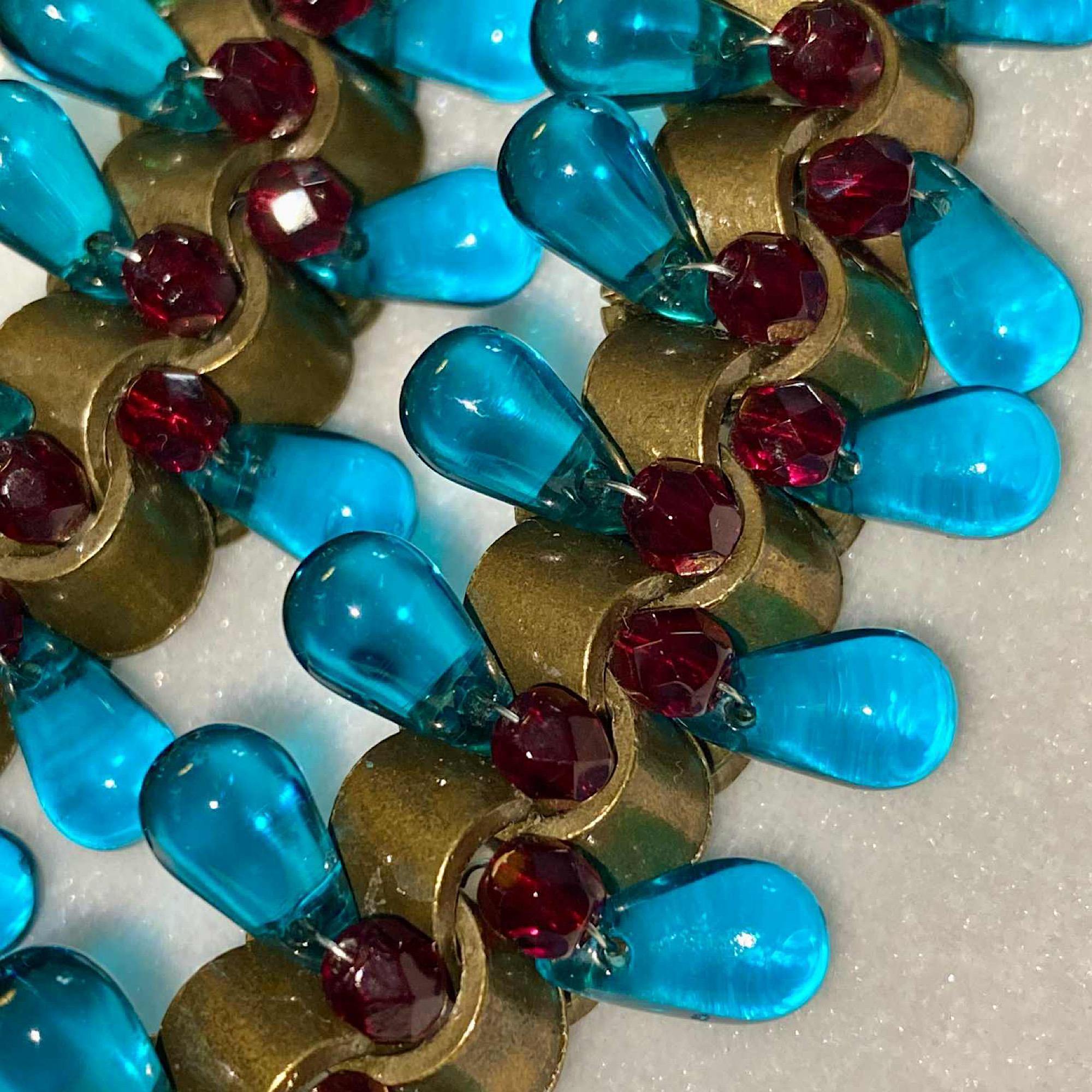 Cintura/collana di perline Chanel color acquamarina in vendita 3