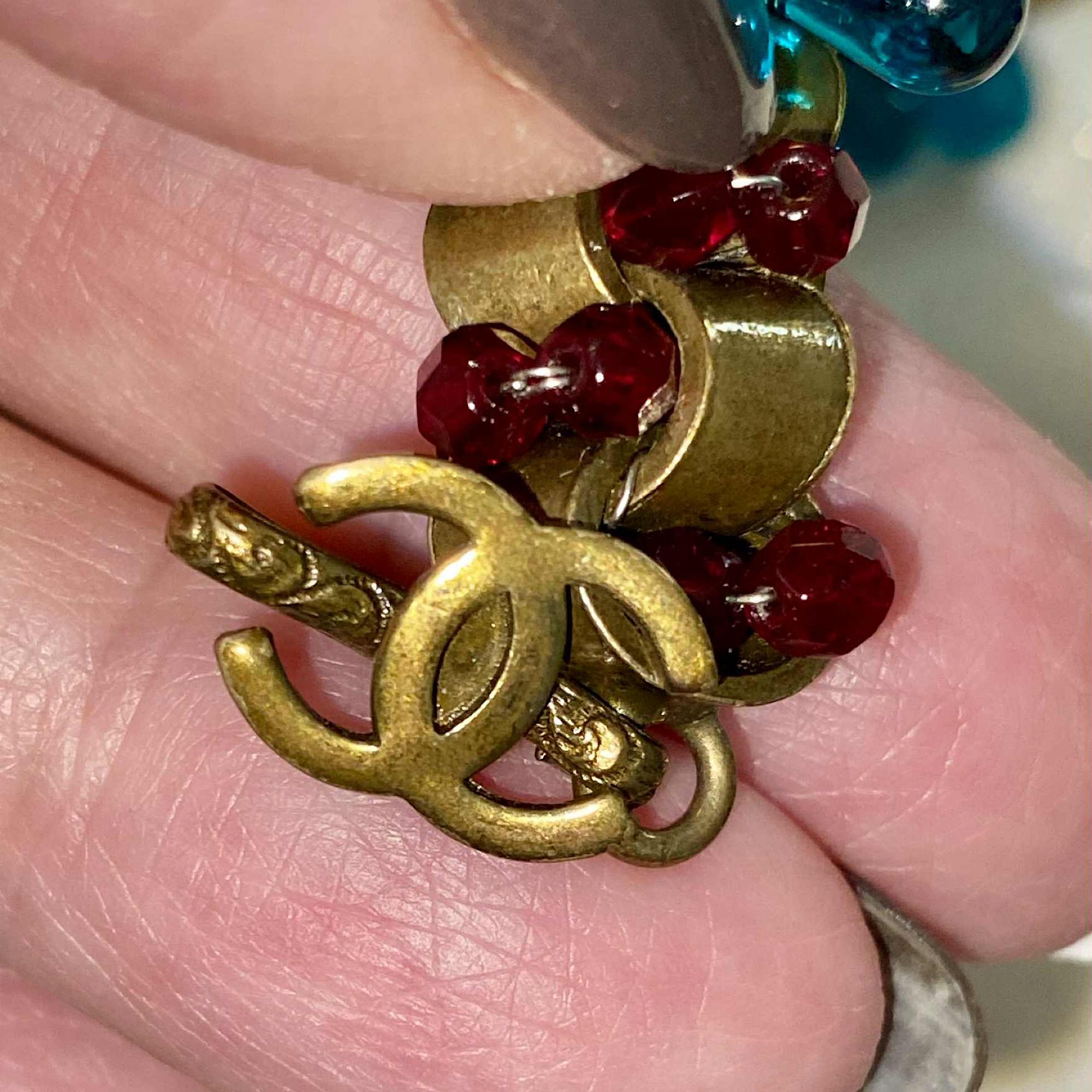 Cintura/collana di perline Chanel color acquamarina in vendita 5