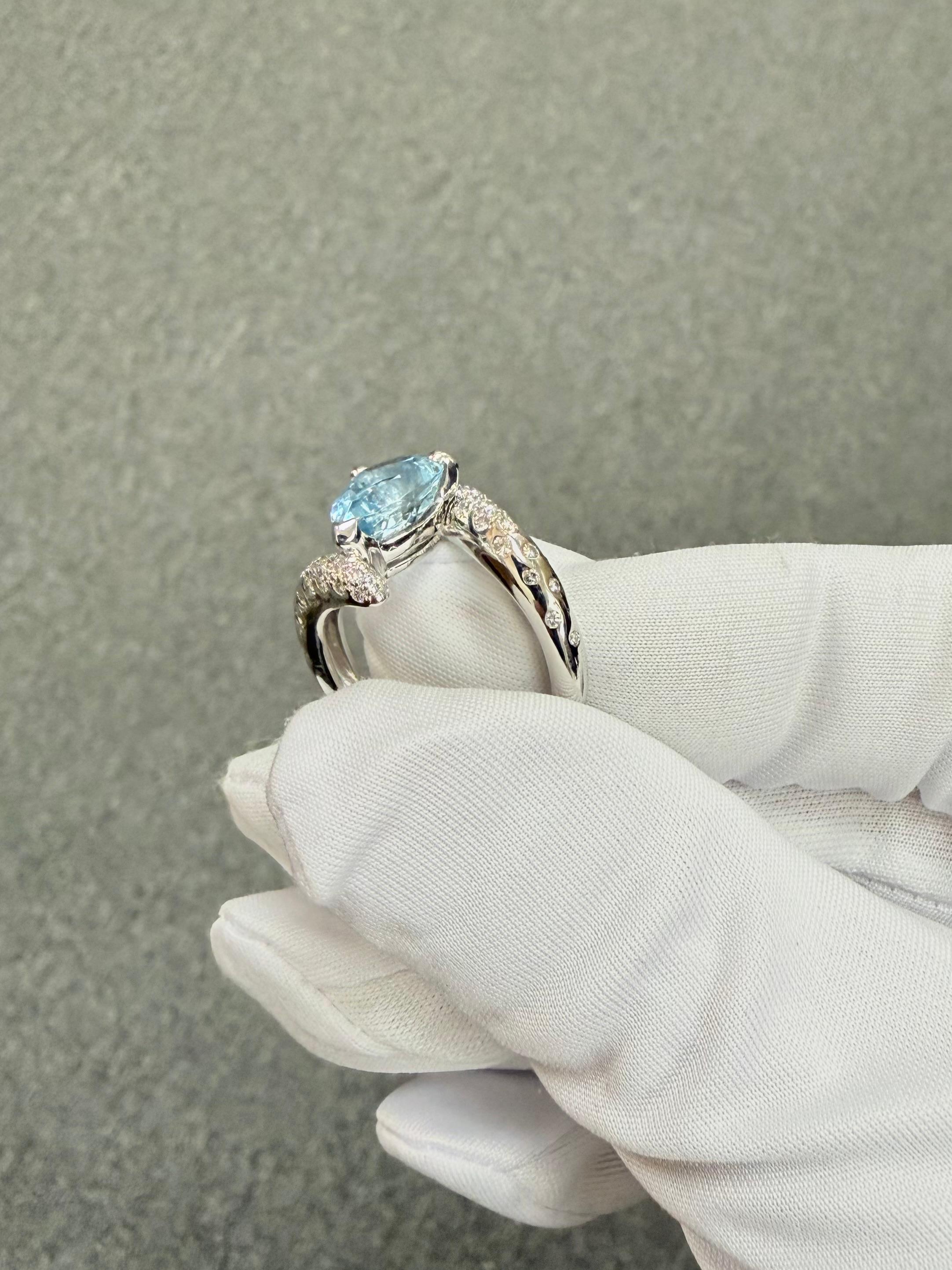 Anello Chanel Acquamarina Diamante Stella Cometa in oro bianco 18k in vendita 4