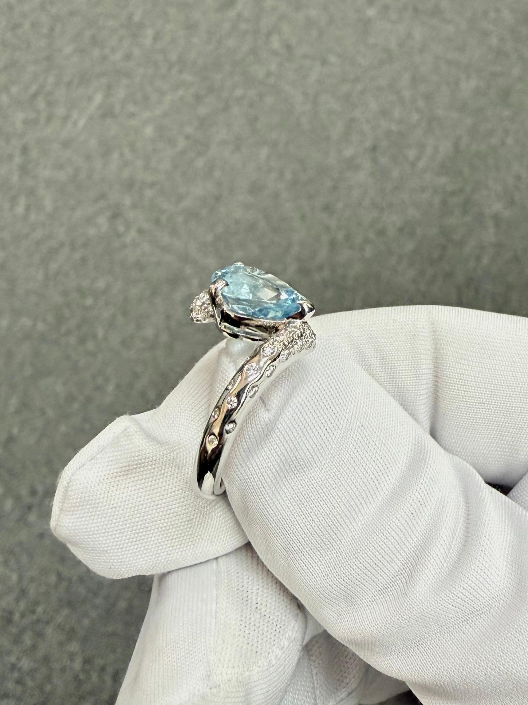 Anello Chanel Acquamarina Diamante Stella Cometa in oro bianco 18k in vendita 5