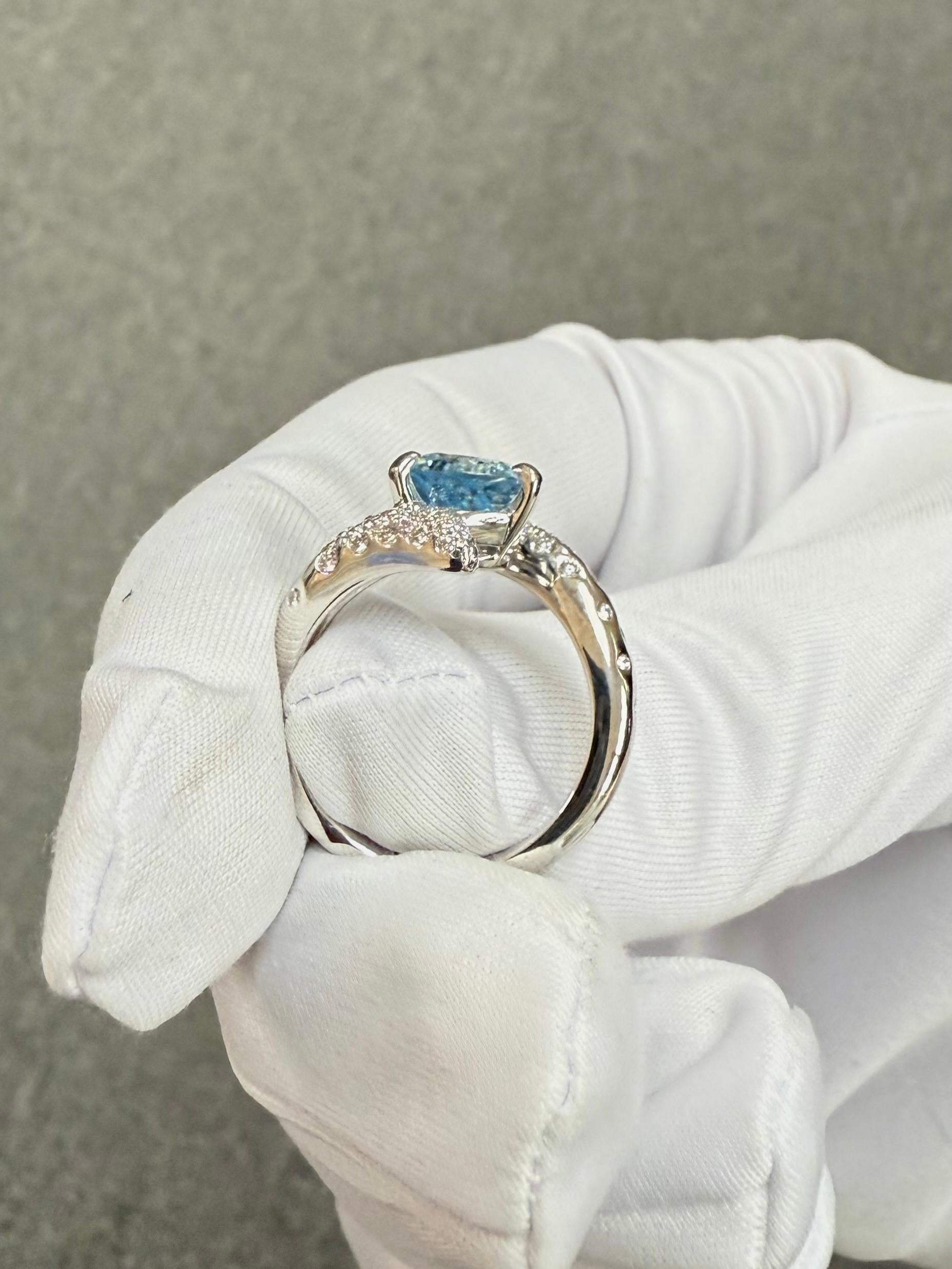 Anello Chanel Acquamarina Diamante Stella Cometa in oro bianco 18k in vendita 6