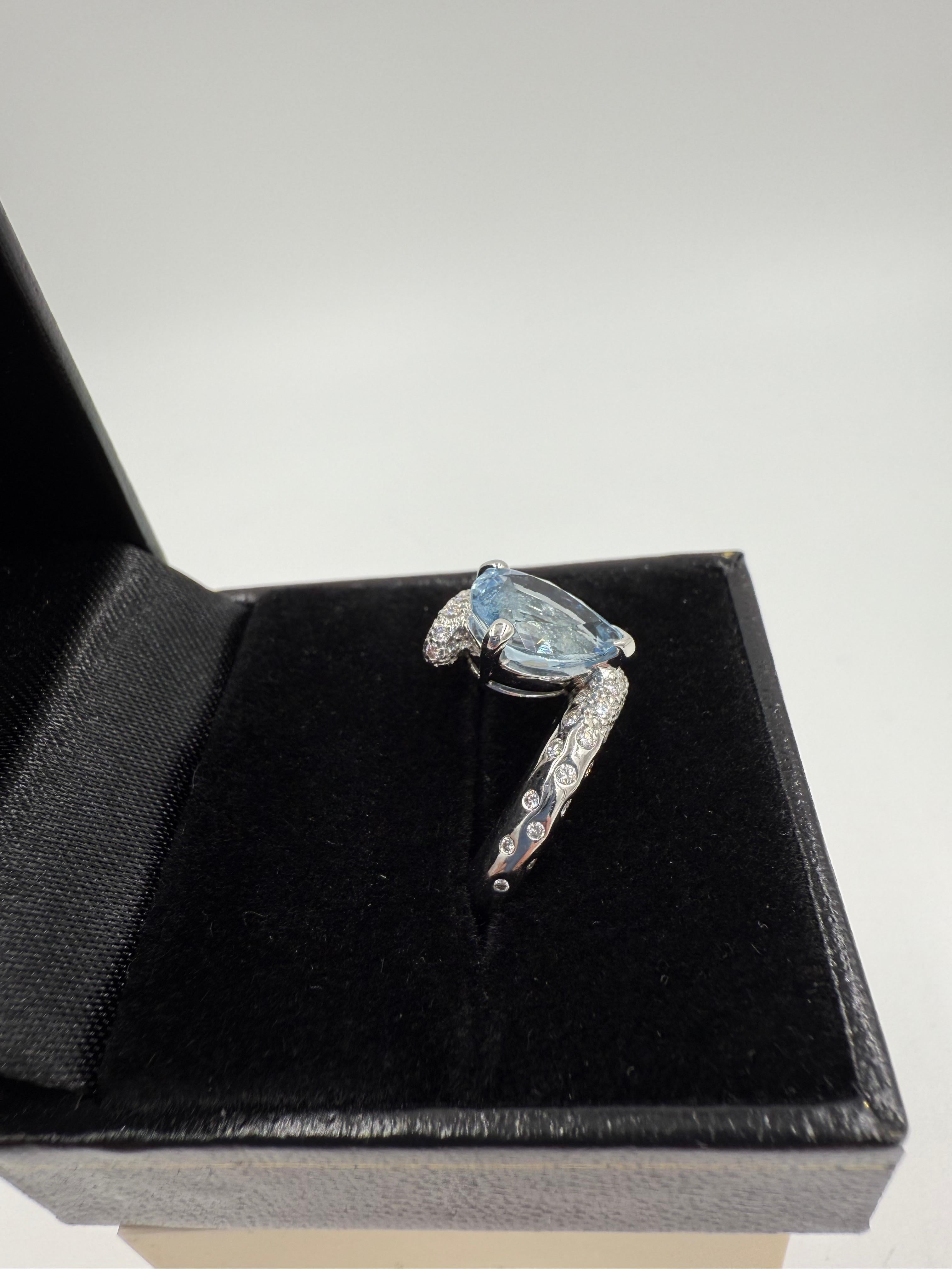 Anello Chanel Acquamarina Diamante Stella Cometa in oro bianco 18k in vendita 1
