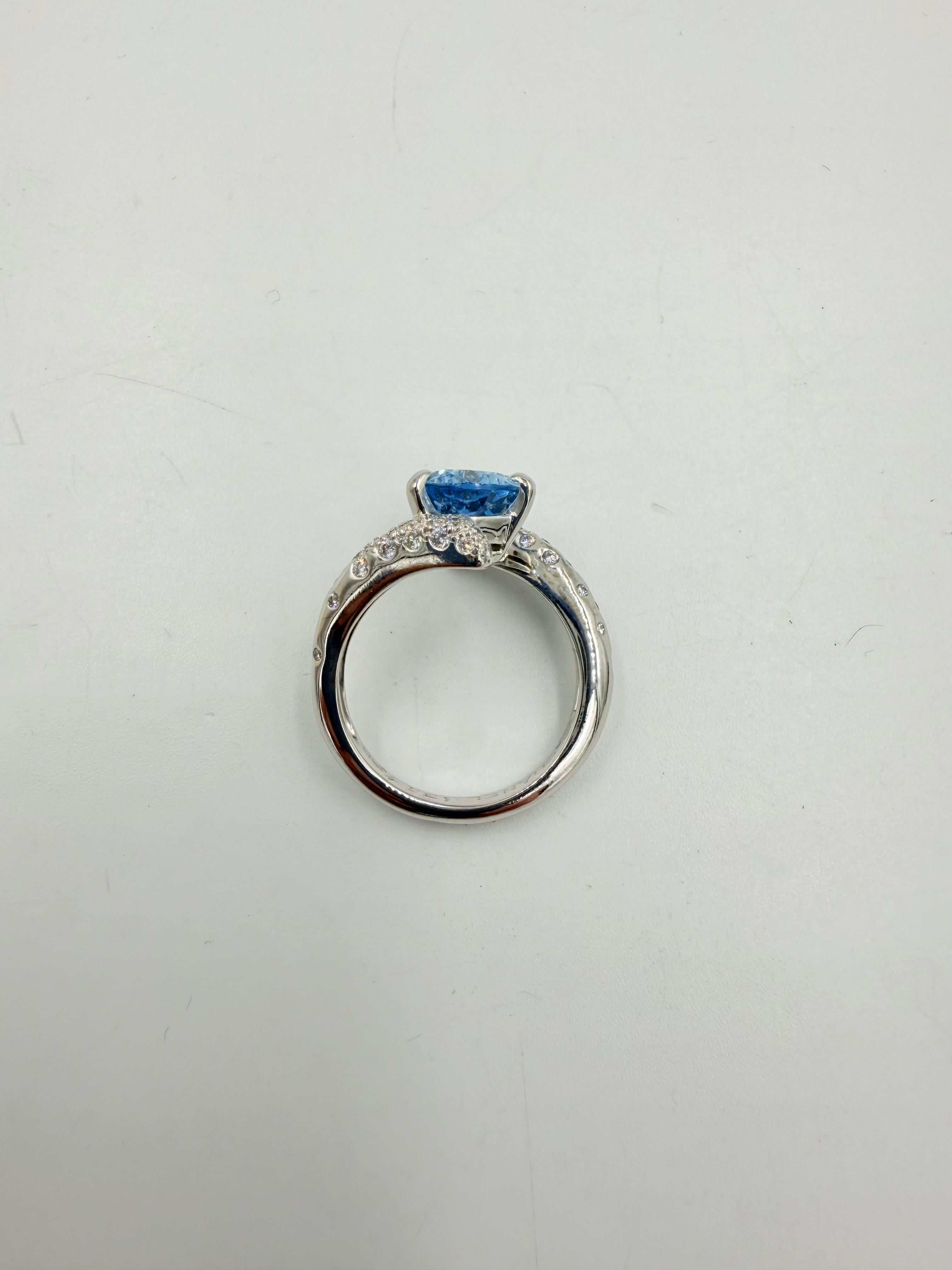 Anello Chanel Acquamarina Diamante Stella Cometa in oro bianco 18k in vendita 2