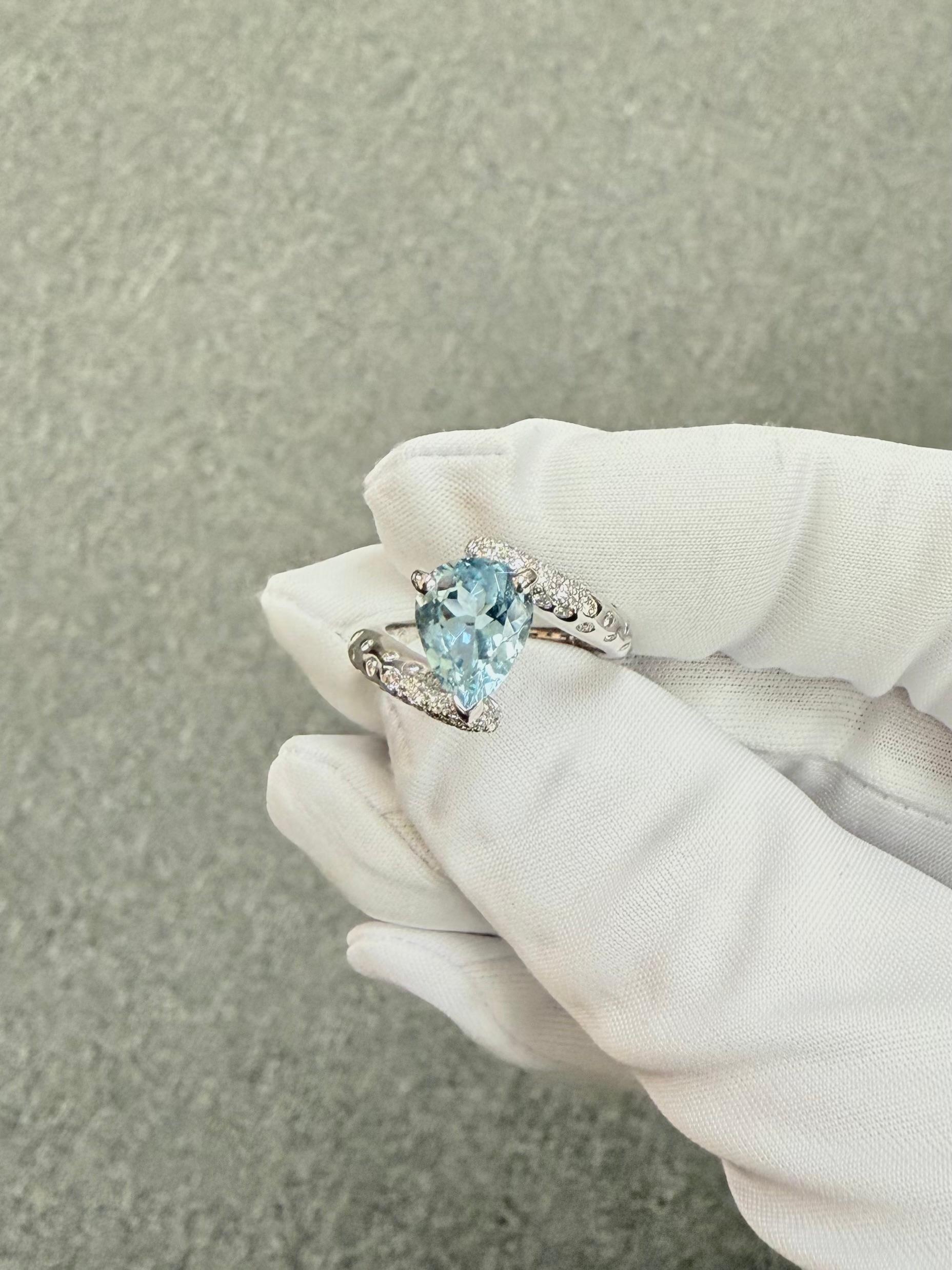 Anello Chanel Acquamarina Diamante Stella Cometa in oro bianco 18k in vendita 3