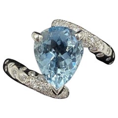 Anello Chanel Acquamarina Diamante Stella Cometa in oro bianco 18k