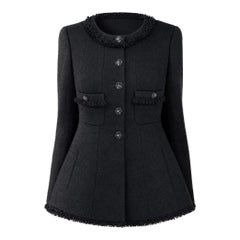 CHANEL Architectural 2008 Black Tweed Jacket 36 FR