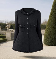 CHANEL Architectural 2008 Black Tweed Jacket 36 FR