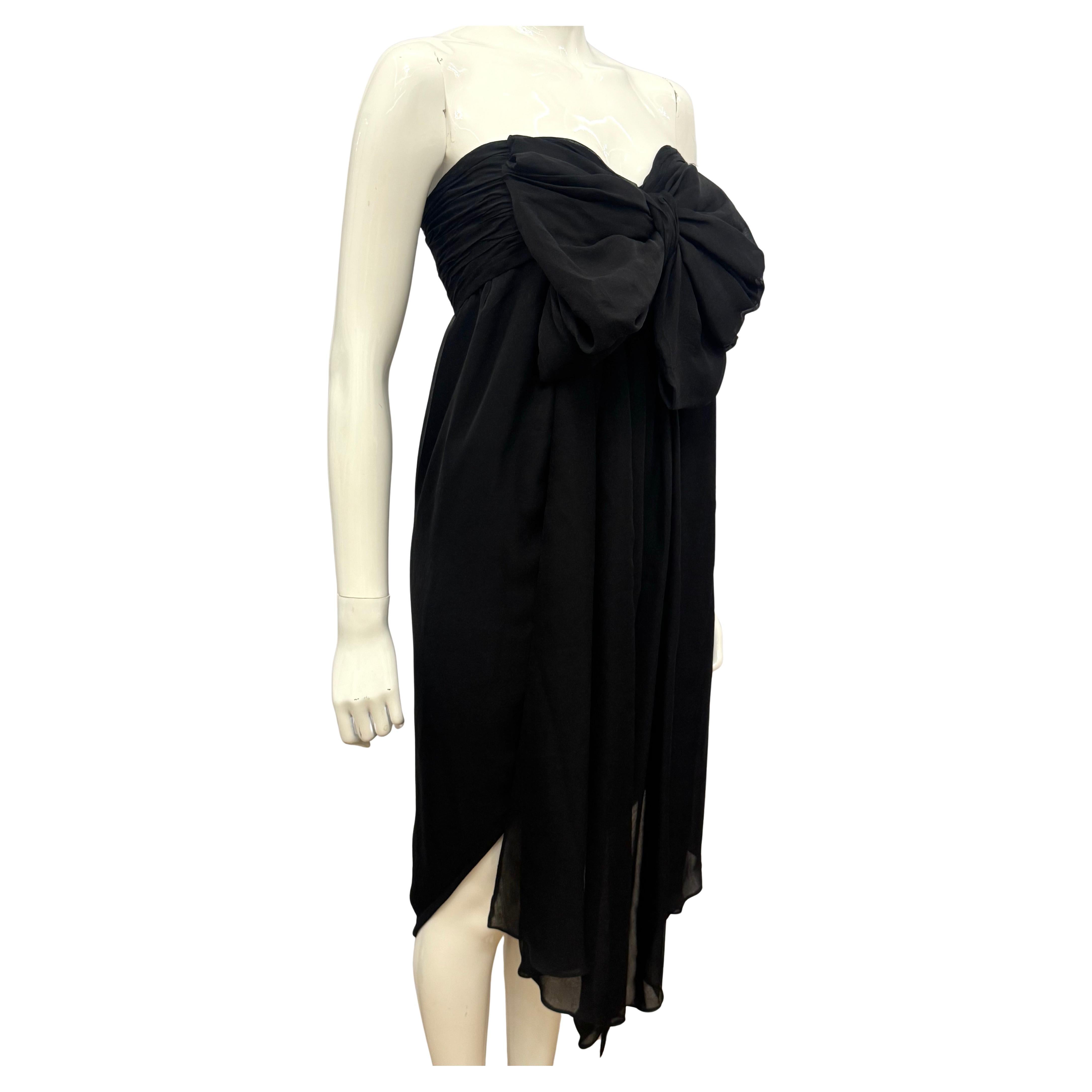 Chanel Archiv 1992 Schwarzes Chiffon-Seiden-Bustierkleid von Karl Lagerfeld