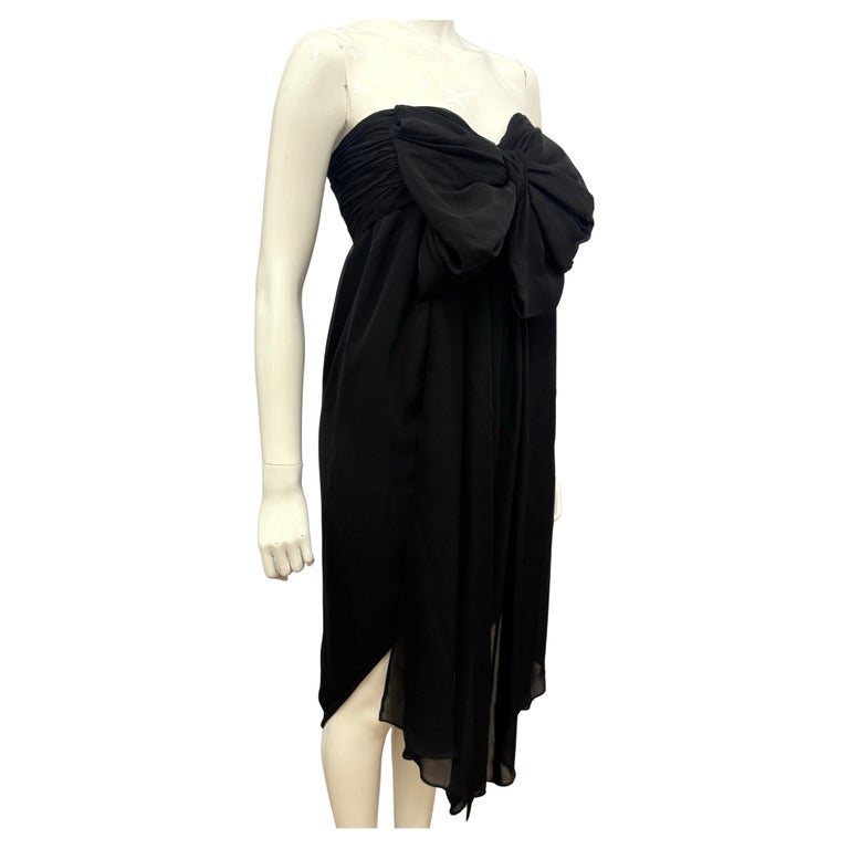 Chanel archival 1992 black chiffon silk bustier dress by Karl Lagerfeld For Sale at 1stDibs