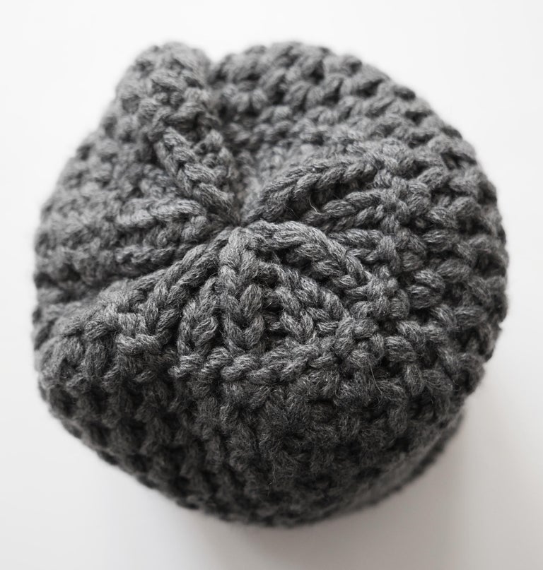 Chanel Archival CC Logo Chunky Grey Cashmere Beanie Hat For  display picture 1