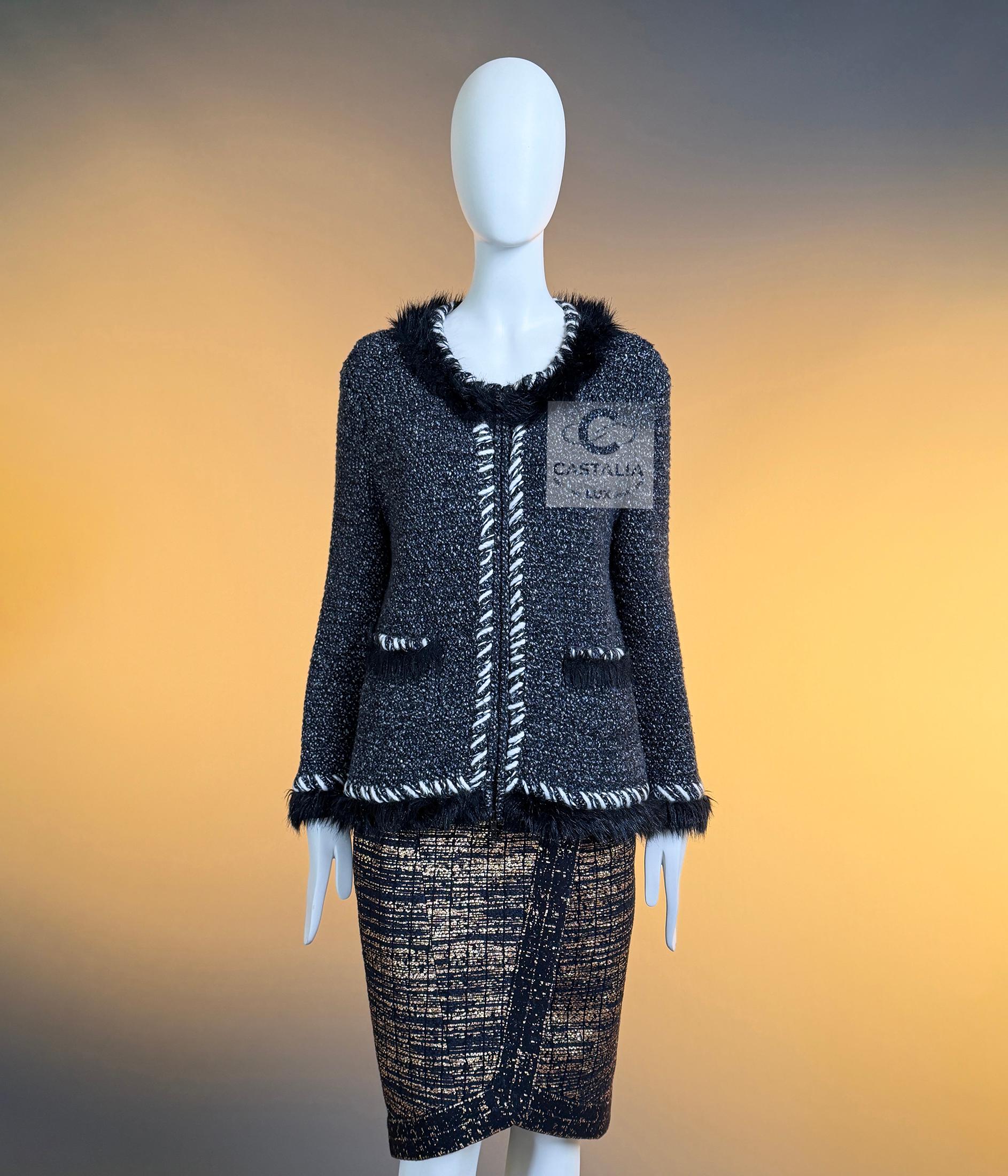 CHANEL Arctic Collection Fluffy Cashmere Bouclé Jacket 42 FR For Sale ...