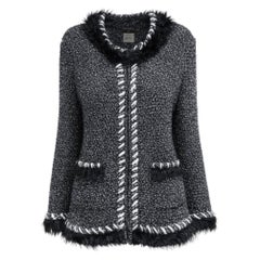 CHANEL Arctic Collection Fluffy Cashmere Bouclé Jacket 42 FR