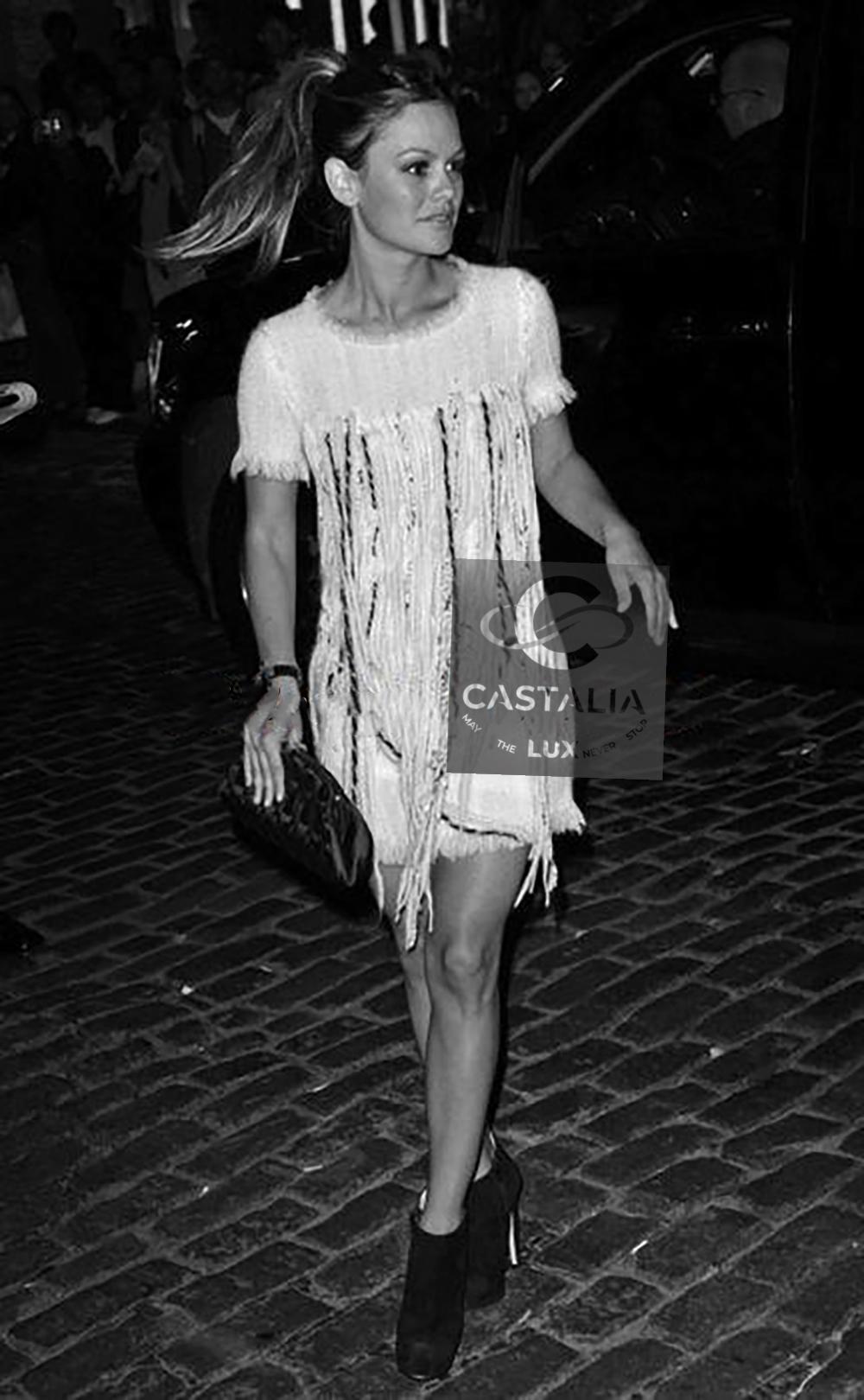 Chanel Arctic Collection Runway Fringe Tweed Ensemble 38 FR in vendita 1