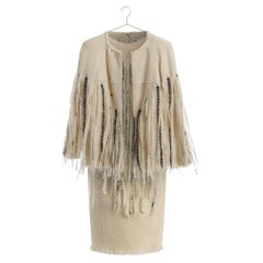Chanel Arctic Collection Runway Fringe Tweed Ensemble 38 FR
