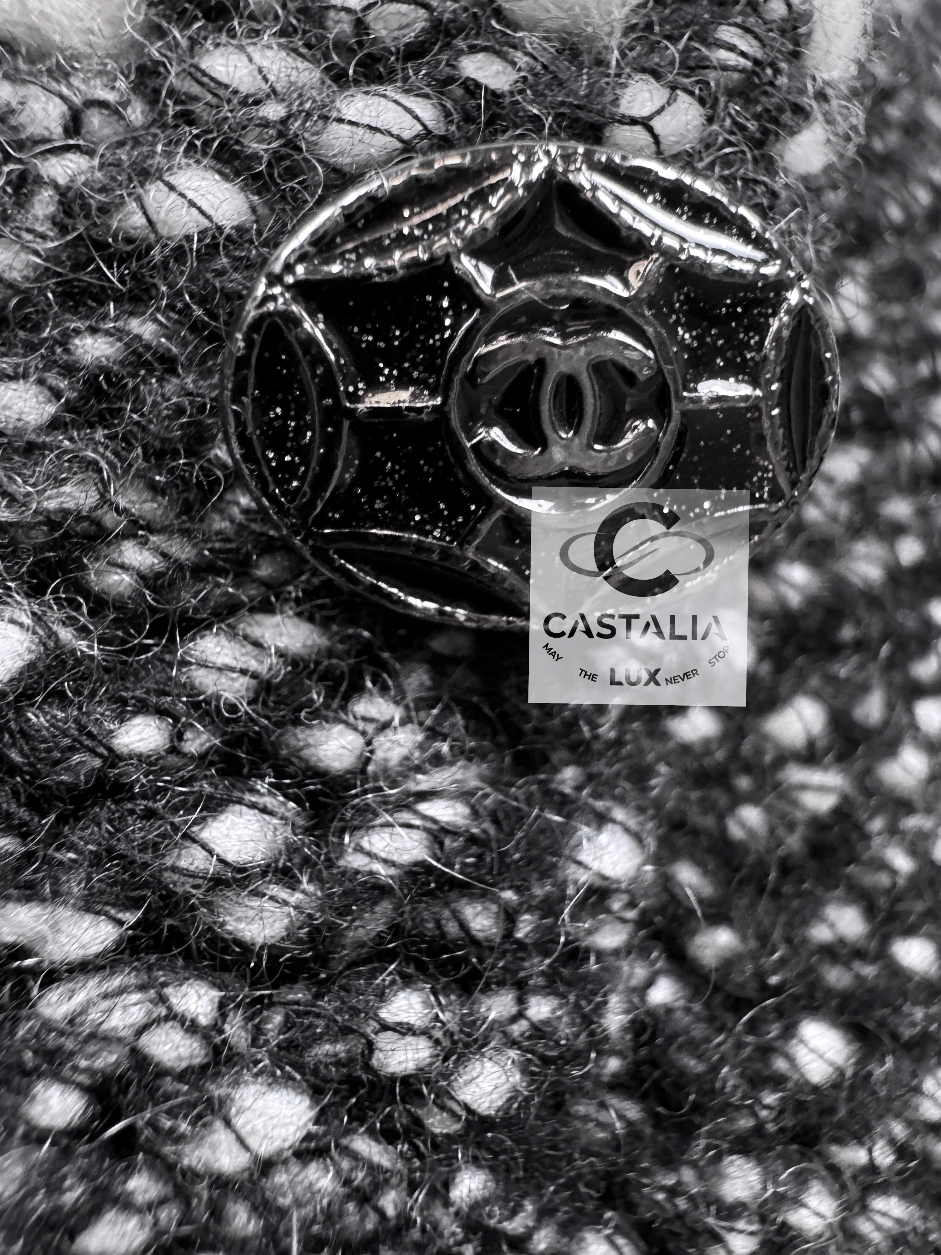 Chanel Arctic Ice Cashmere Dress with Fluffy Accents 40 FR 8