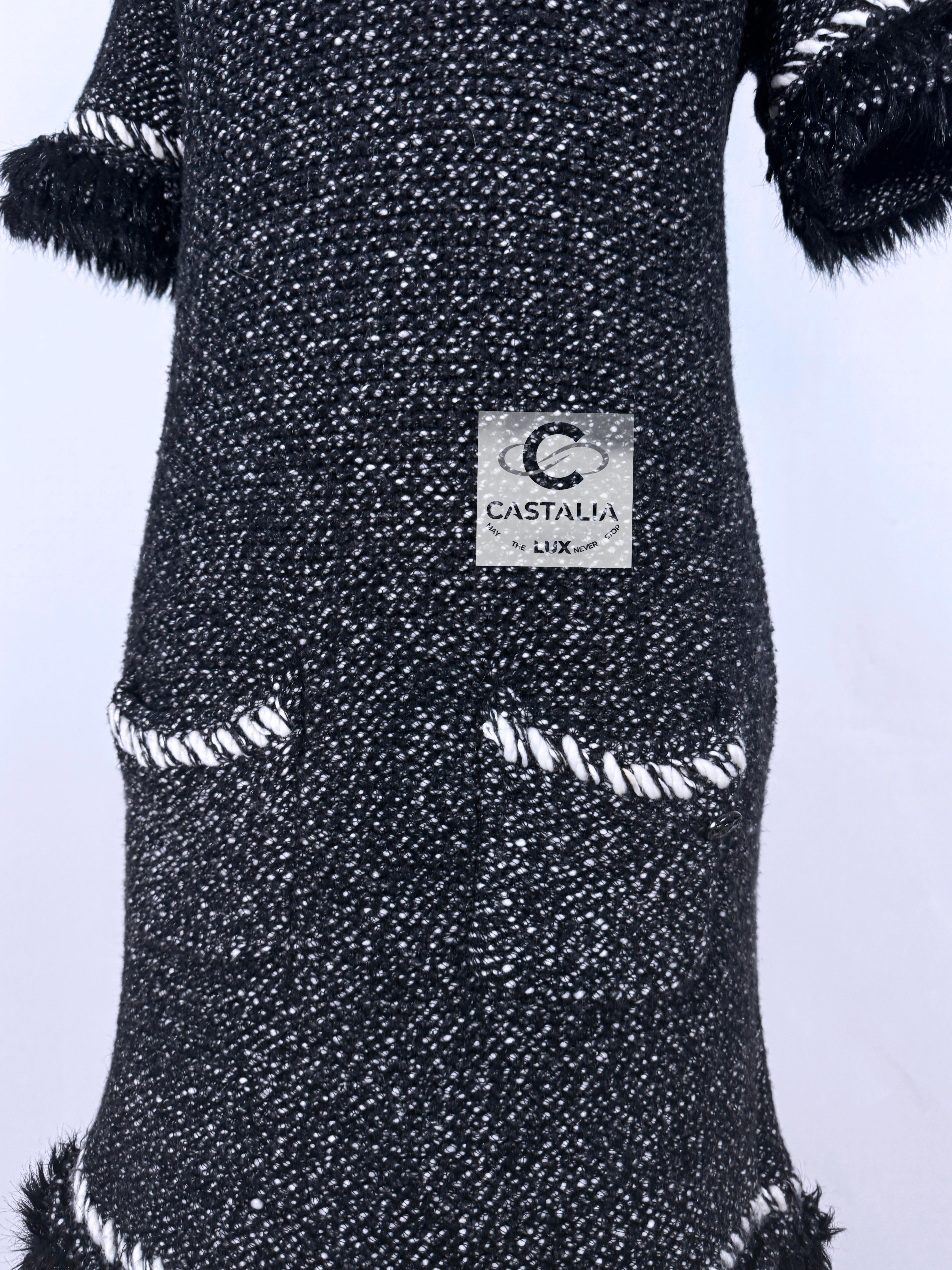 Chanel Arctic Ice Cashmere Dress with Fluffy Accents 40 FR 4