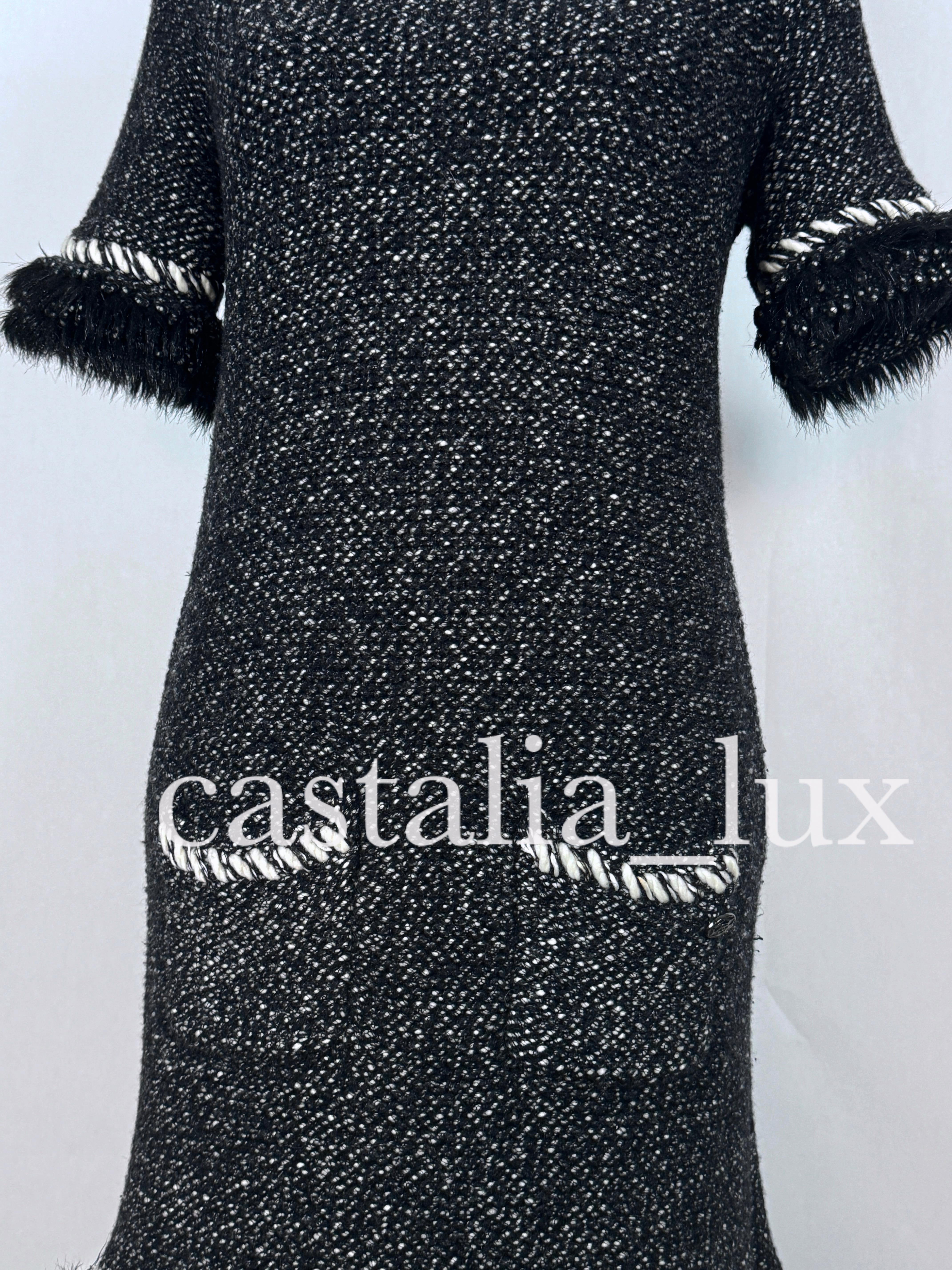 Chanel Arctic Ice Cashmere Dress with Fluffy Accents For Sale 6