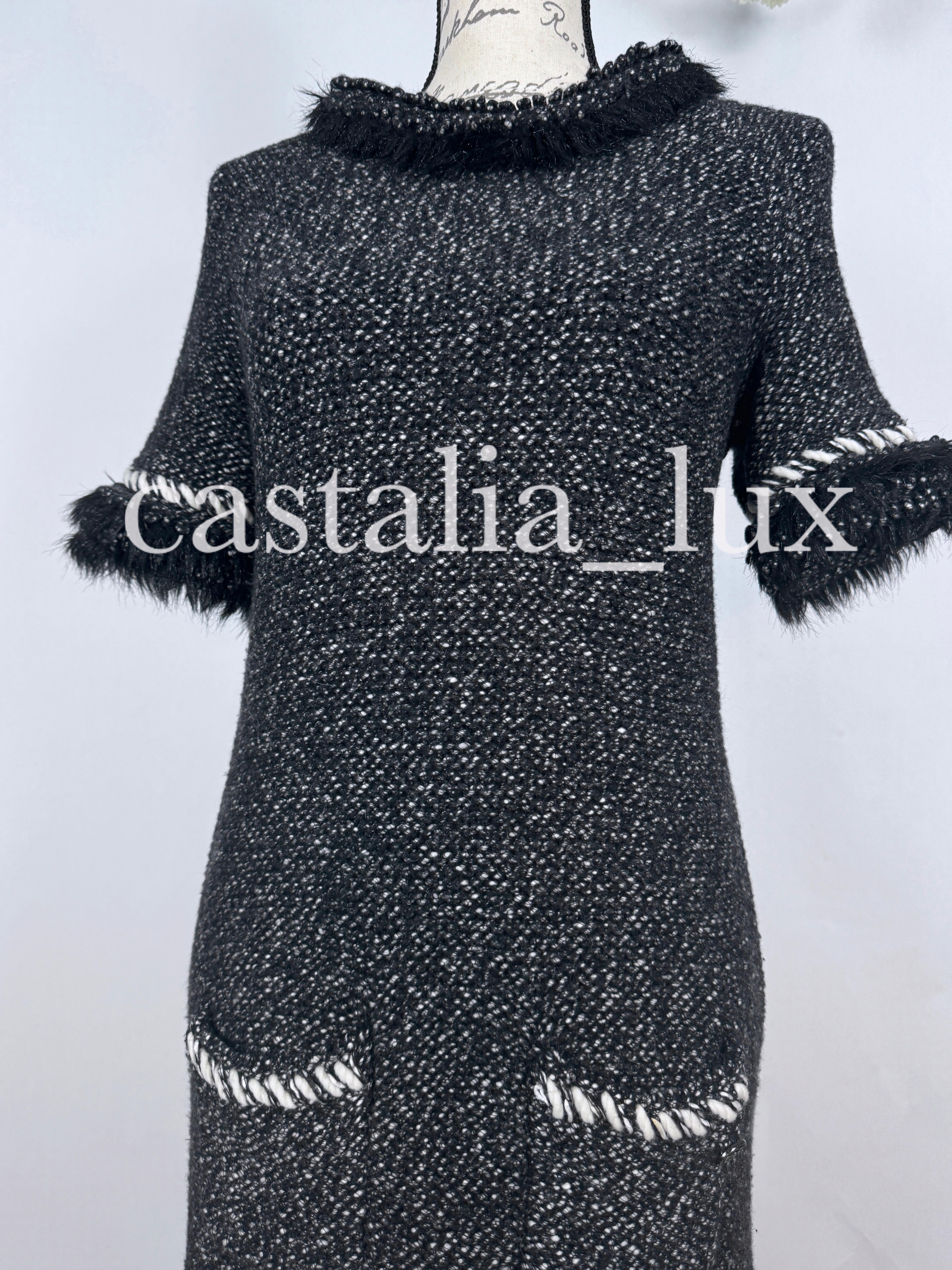 Chanel Arctic Ice Cashmere Dress with Fluffy Accents For Sale 10