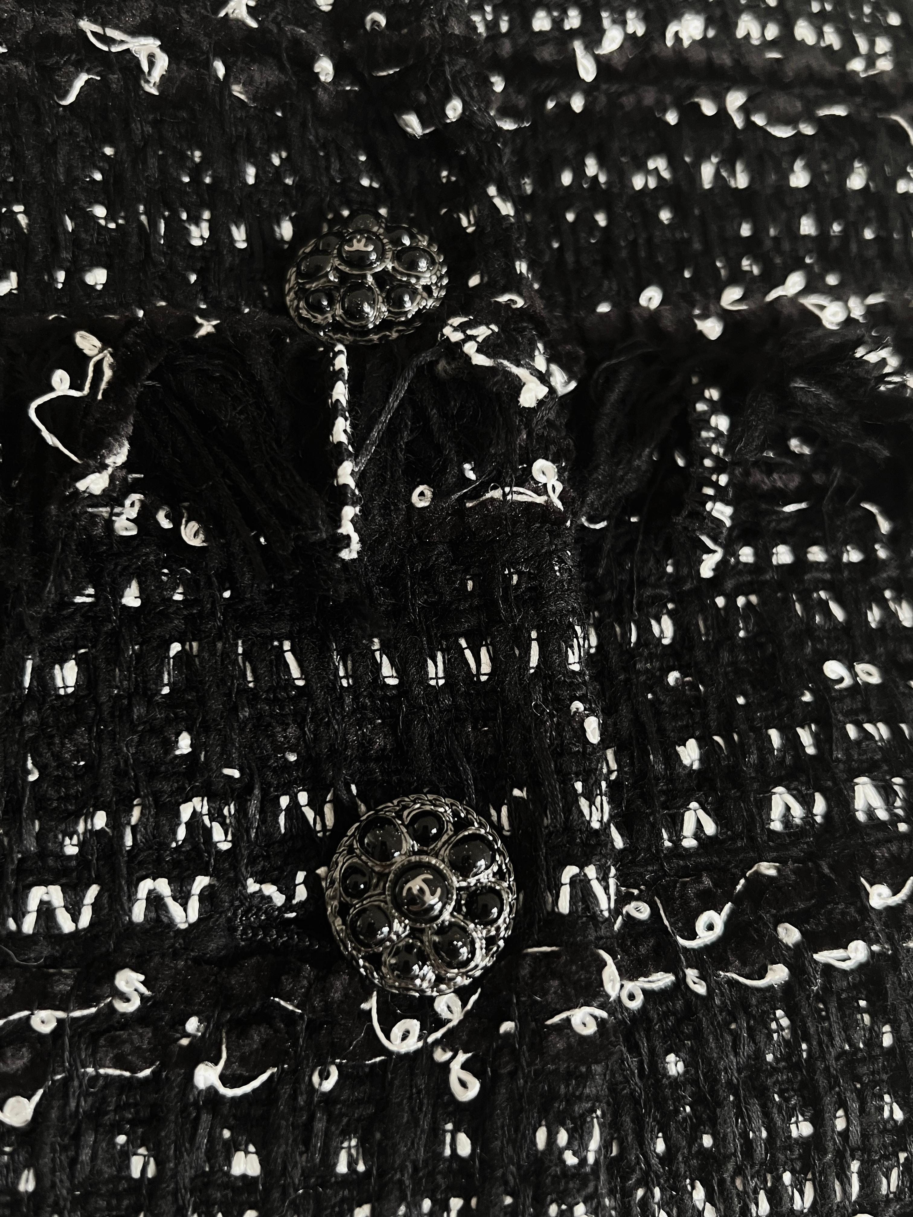 Chanel Arctic Ice CC Jewel Buttons Black Tweed Jacket 6