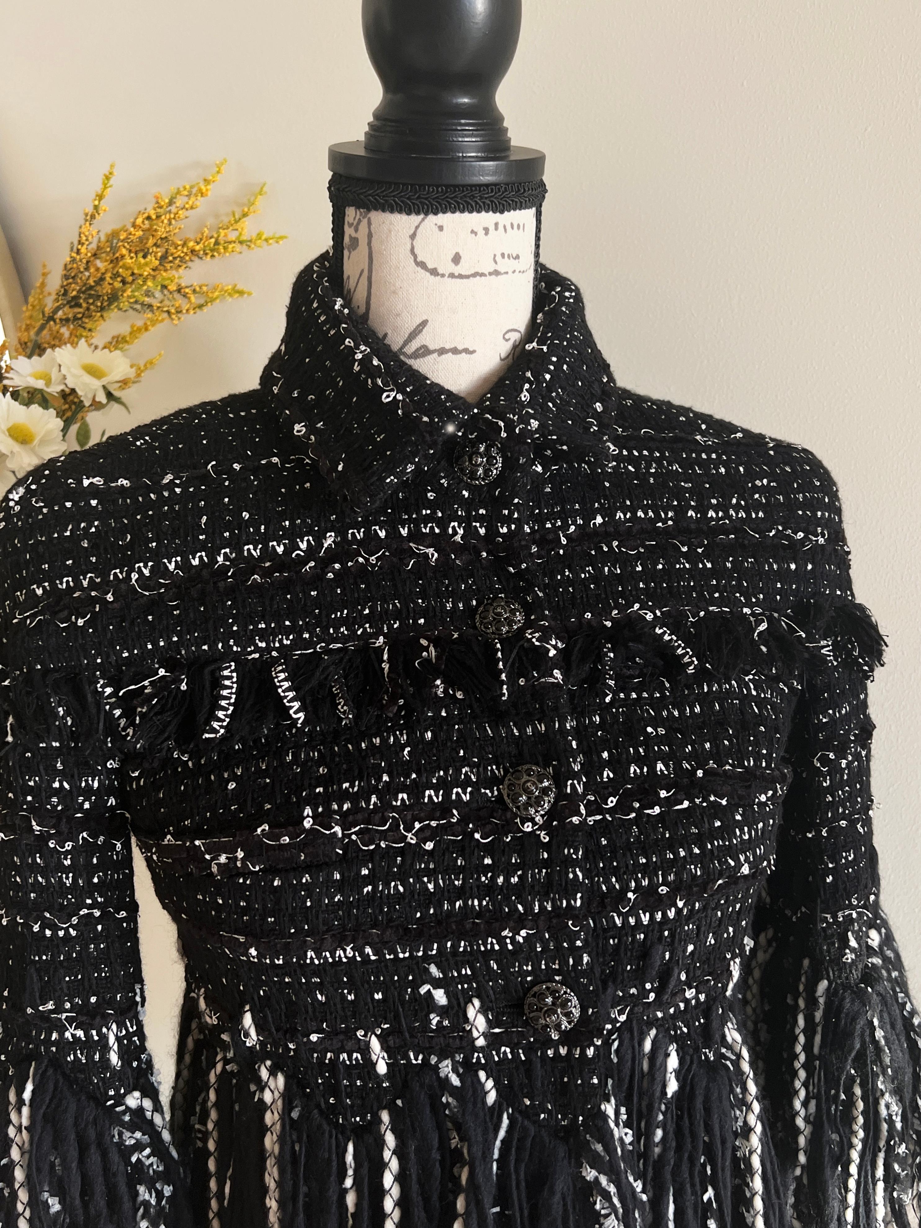 Chanel Arctic Ice CC Jewel Buttons Black Tweed Jacket 2
