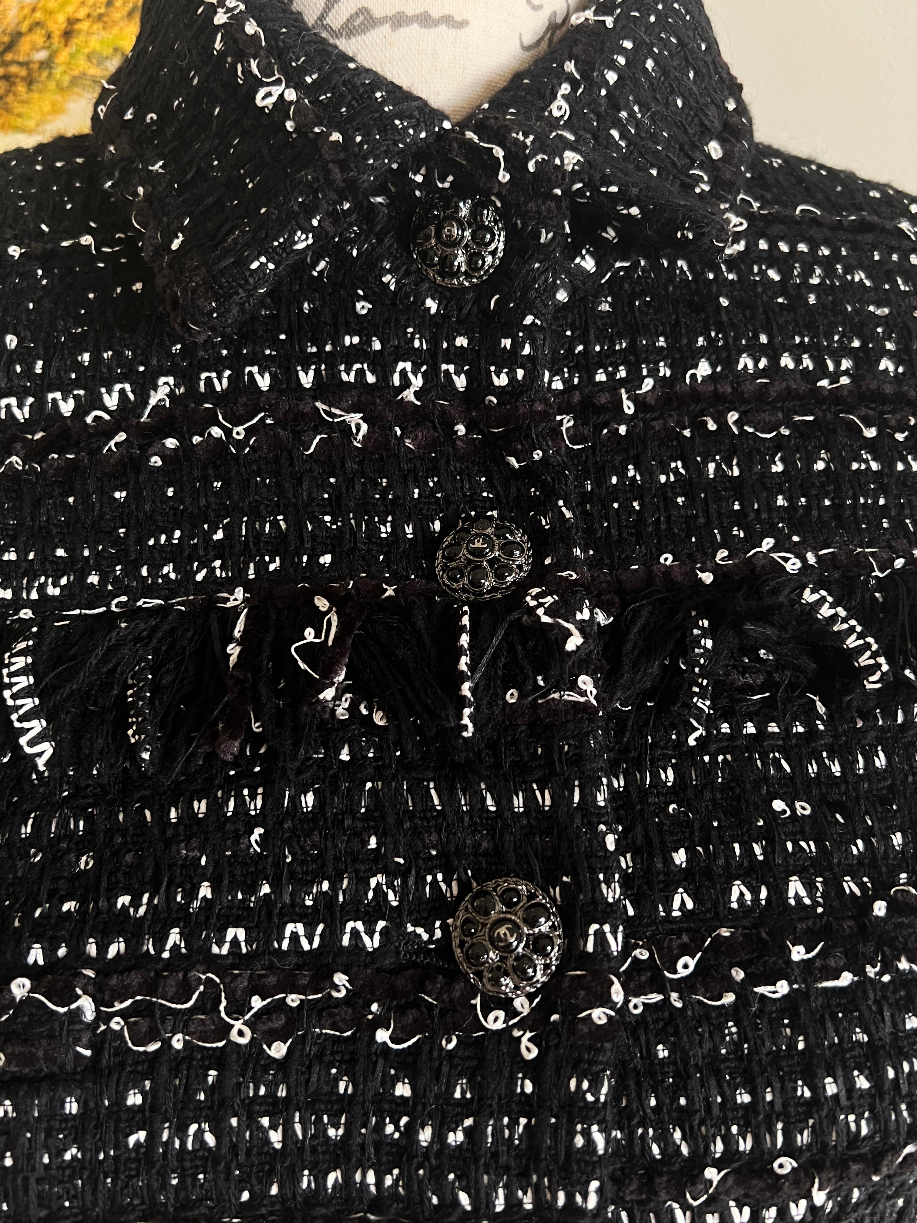 Chanel Arctic Ice CC Jewel Buttons Black Tweed Jacket 3