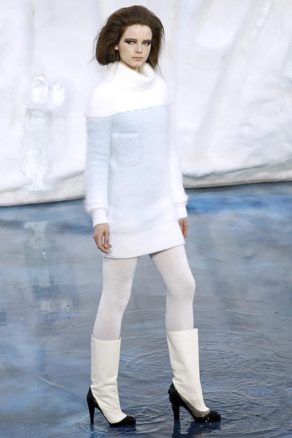 Black Chanel Arctic Ice Collection Charming Fluffy Dress