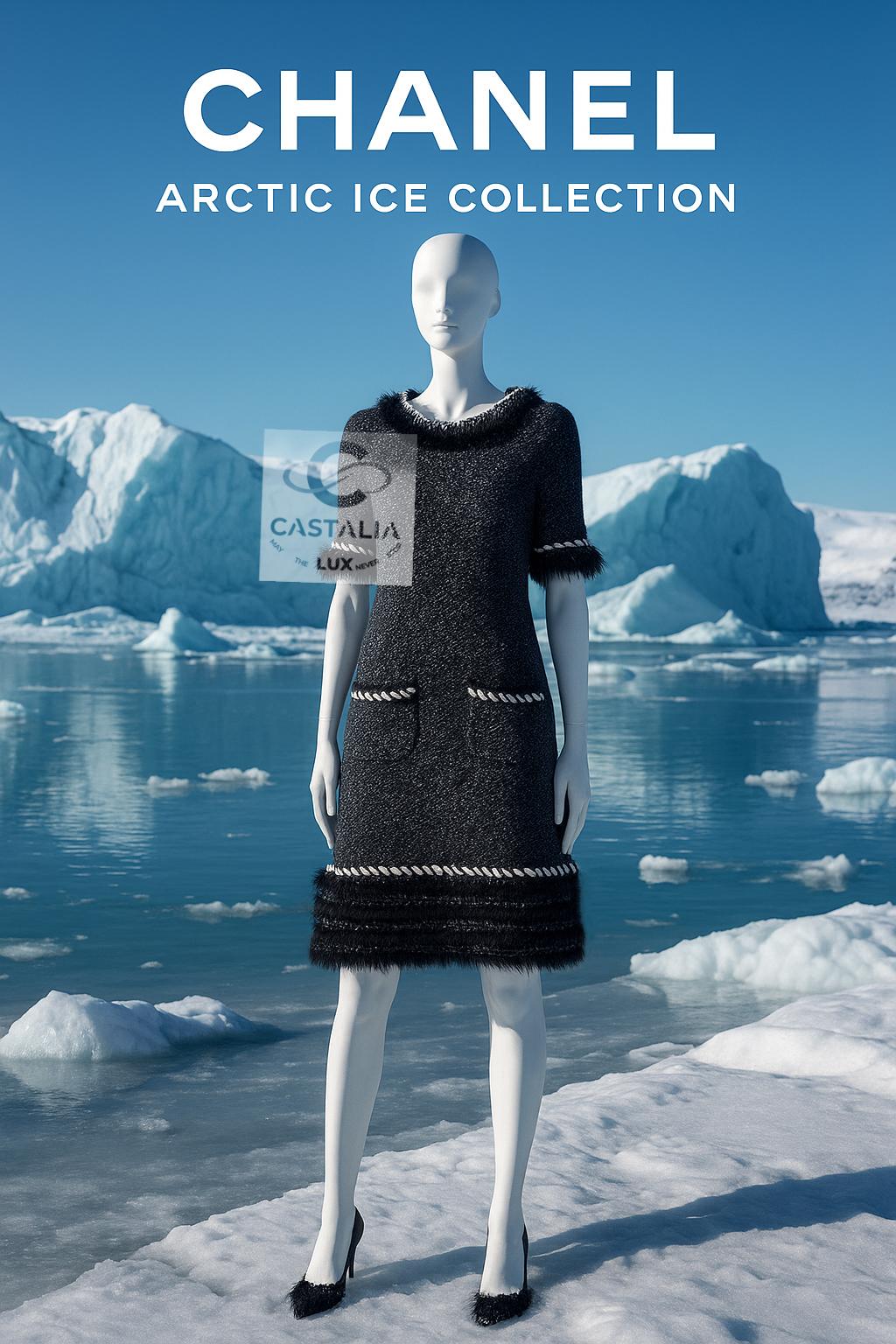 CHANEL ARCTIC ICE Collectional - Robe en cachemire fluffy
Par Karl Lagerfeld

~ Une vision née d'un silence de givre, 
Cette robe Chanel de la Collection ARCTIC ICE est une ode tactile à la grâce glaciaire.

~ La robe est à la fois sculpturale et