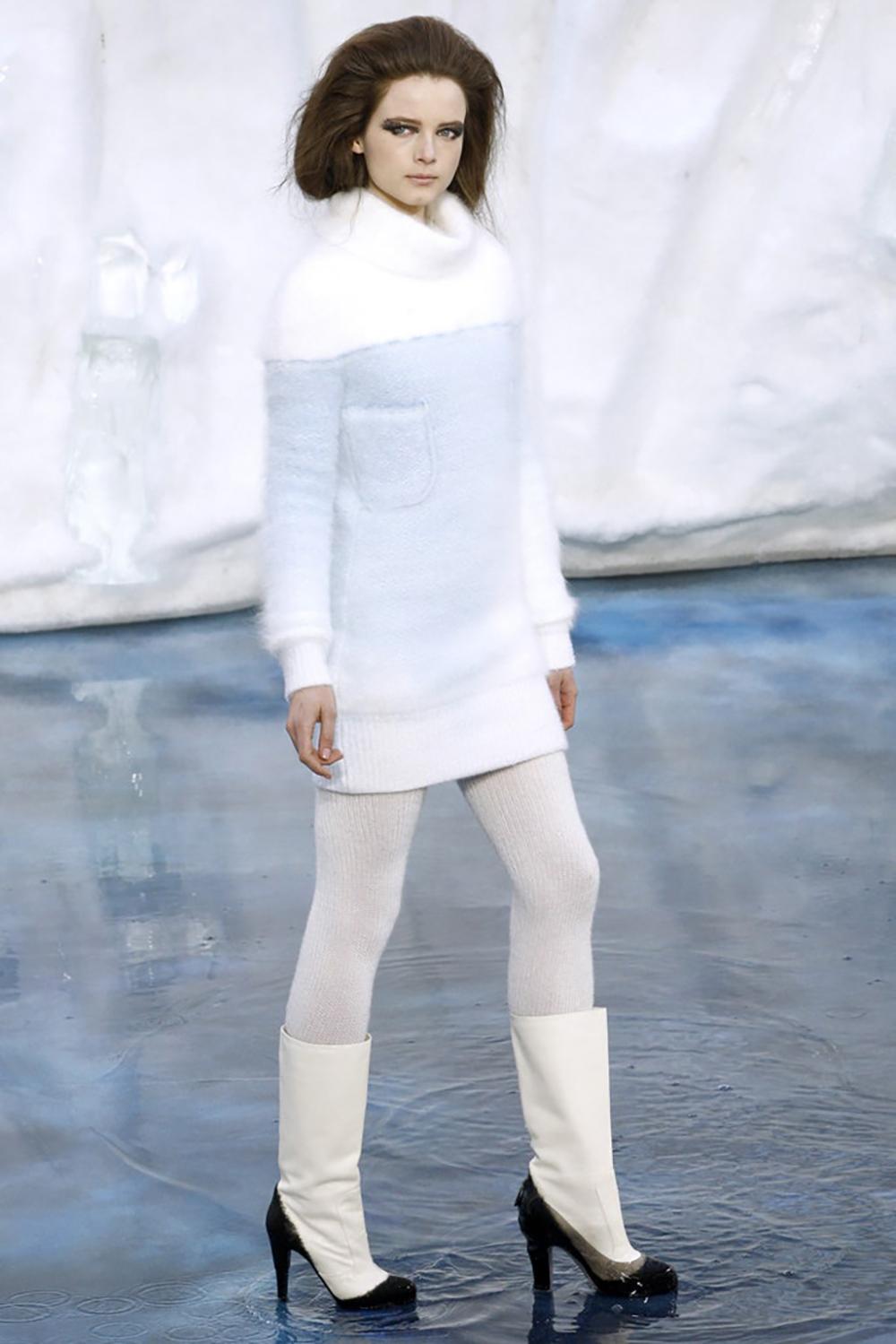 Chanel Arctic Ice Collection Fluffy Angora Dress For Sale 2