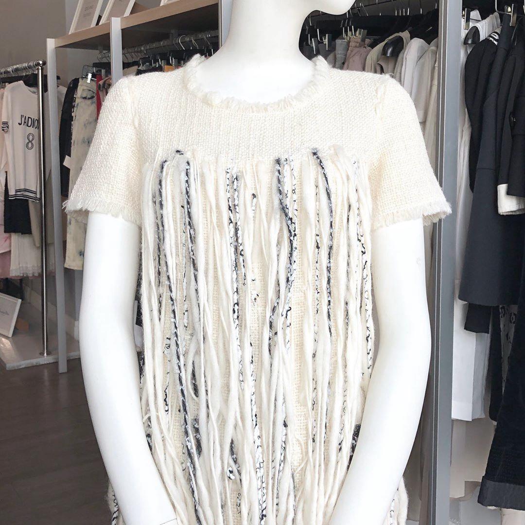 Chanel Arctic Ice Collection Fringe Tweed Dress 8