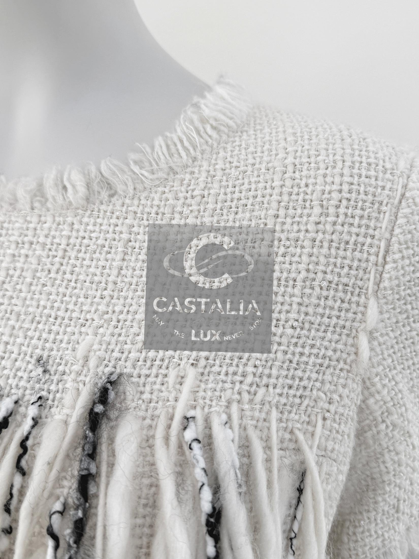 Chanel Arctic Ice Collection Iconic Fringe Tweed Dress 38 FR in vendita 10