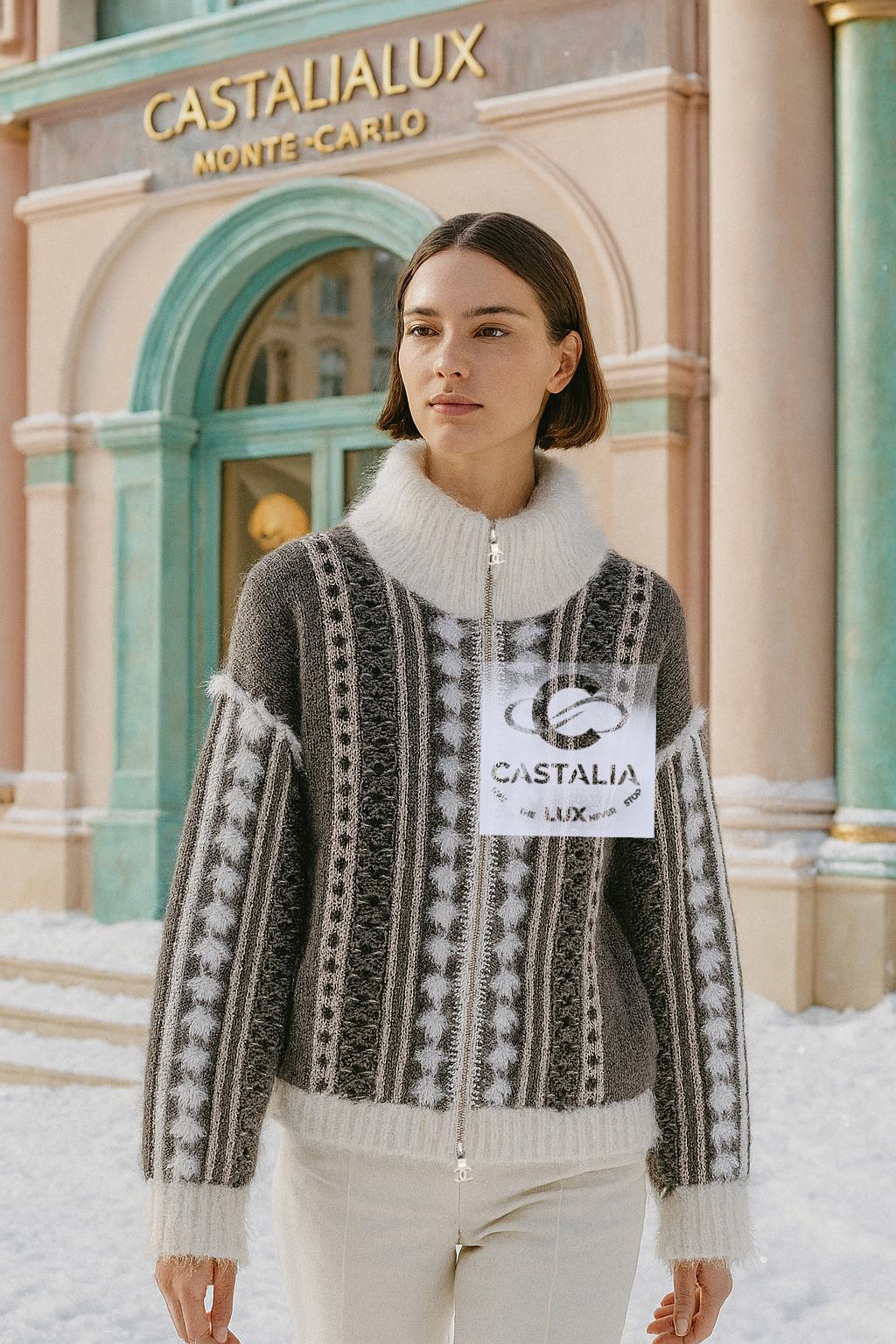 Chaqueta Chanel Arctic Ice Iconic Fluffy 42 FR en venta 7