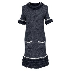 CHANEL Arctic Ice Relaxed Dress with Fantasy Fur 40 FR