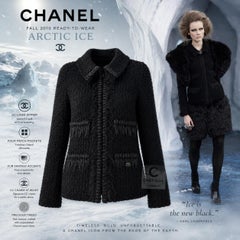 CHANEL Arctic Ice Timeless Black Tweed Jacket 38 FR