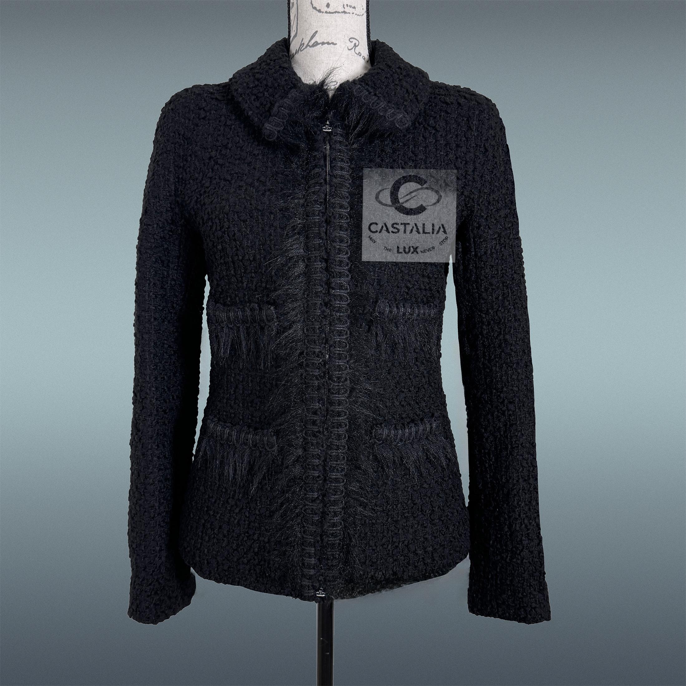 Chanel Arctic Ice Zeitlos Schwarz Tweed Jacke 38 FR für Damen oder Herren im Angebot
