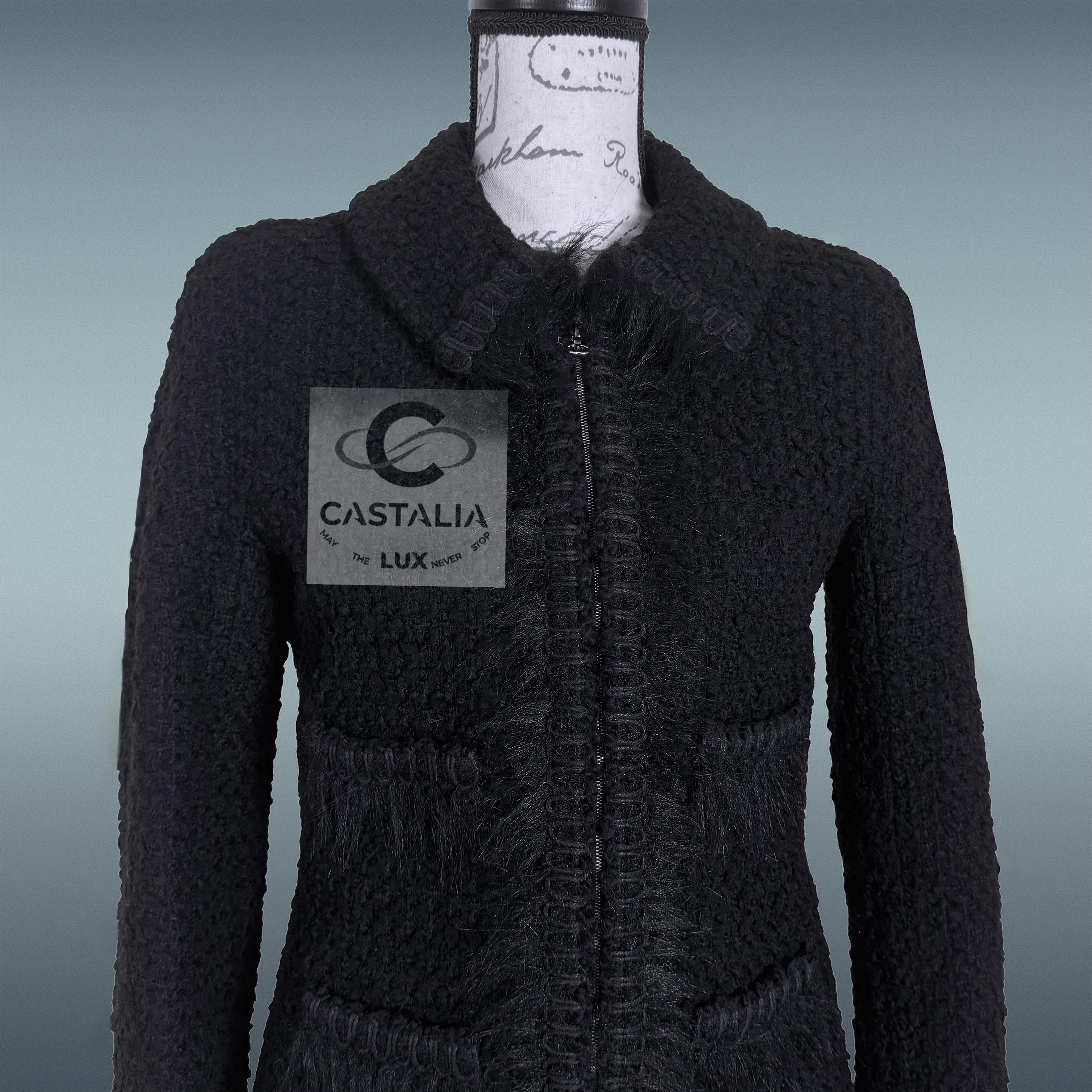 Chanel Arctic Ice Zeitlos Schwarz Tweed Jacke 38 FR im Angebot 1