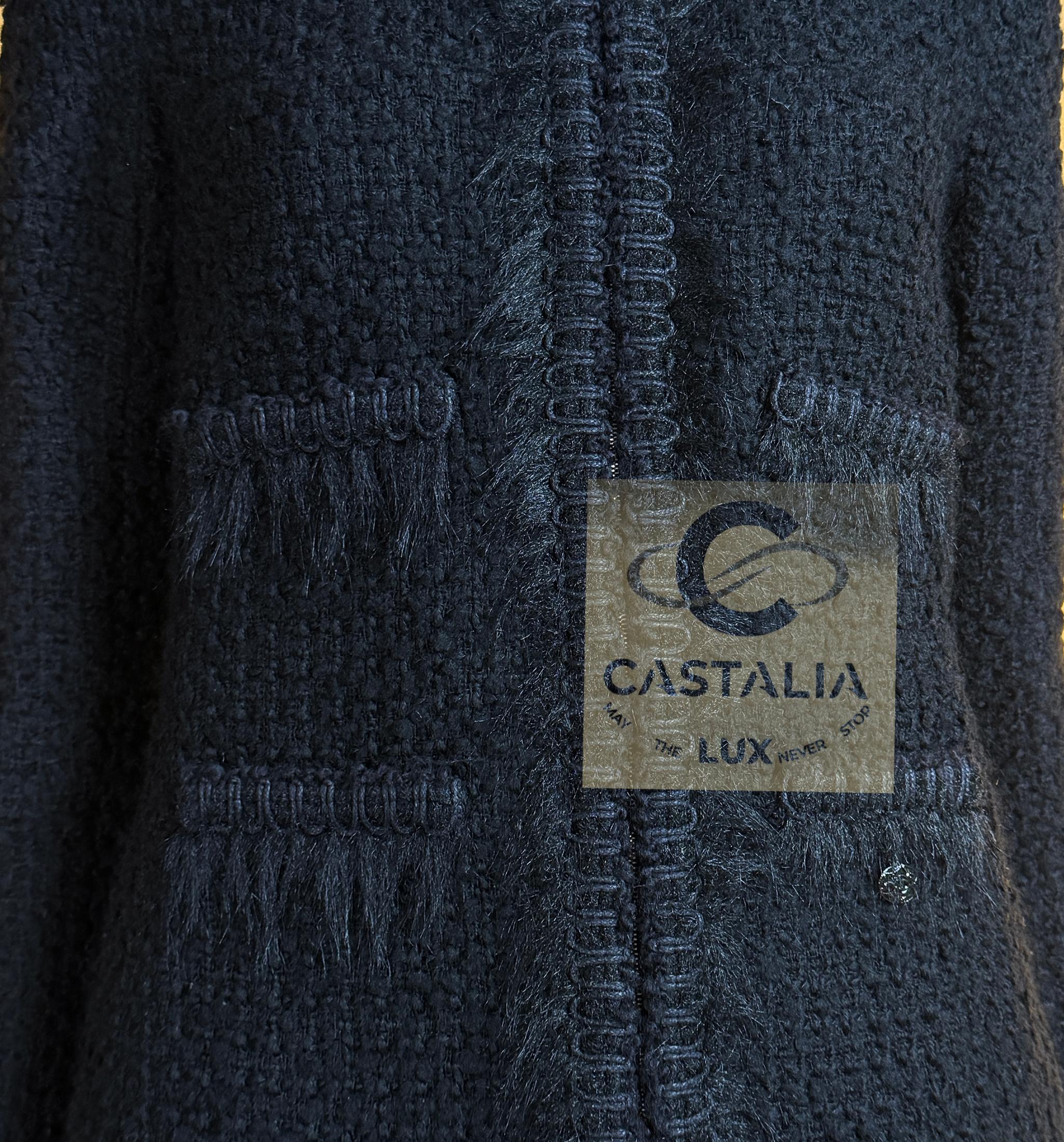 Chanel Chaqueta de tweed negro Arctic Ice Timeless 38 FR en venta 3