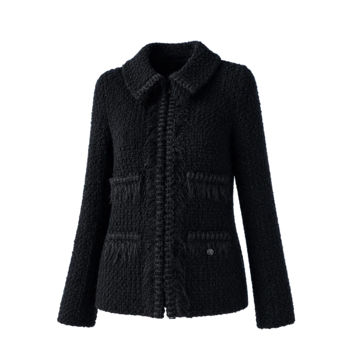 CHANEL Arctic Ice Timeless Black Tweed Jacket 38 FR
