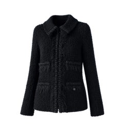 CHANEL Arctic Ice Timeless Black Tweed Jacket 38 FR