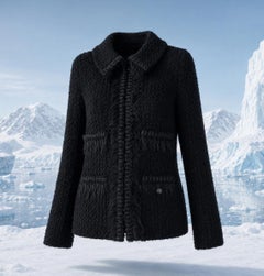 CHANEL Arctic Ice Timeless Black Tweed Jacket 38 FR