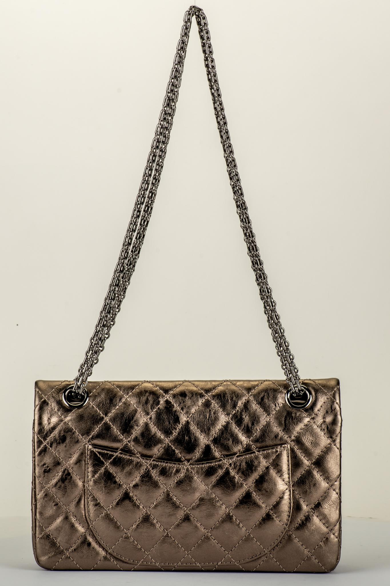 Women's Chanel Argent Fonce' Reissue Double Flap Bag For Sale