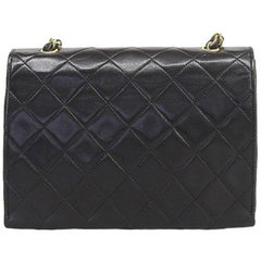 Chanel Around 1985-1990 Made V Flap CC Mark Plate Chain Bag in Black