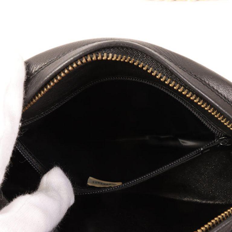 Chanel Around 1990 Made Big CC Mark Stitch Fringe Mini Chain Bag Black For Sale 9