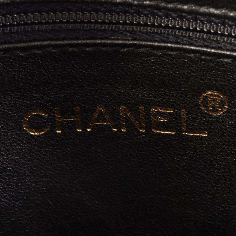 Chanel Around 1990 Made Big CC Mark Stitch Fringe Mini Chain Bag Black For Sale 14