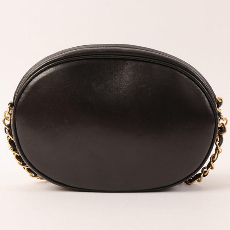 Chanel Around 1990 Made Big CC Mark Stitch Fringe Mini Chain Bag Black For Sale 1