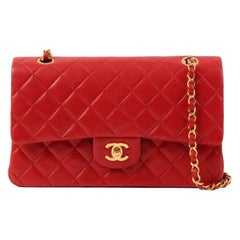 Chanel Around 1990 Made Classic Flap Chain Bag 25Cm Red