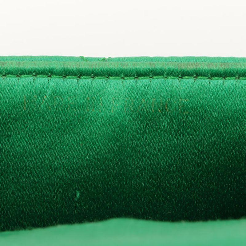 Chanel Around 1990 Made Silk Satin Diana Flap Bijou Chain Bag Mini Green 3