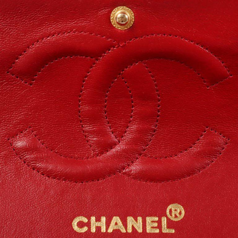 Chanel Around 1990 Made Suede V Stitch Classic Flap Chain Bag 25Cm Red For Sale 9