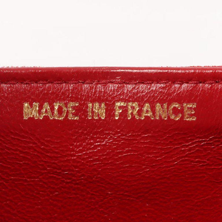 Chanel Around 1990 Made Suede V Stitch Classic Flap Chain Bag 25Cm Red For Sale 15