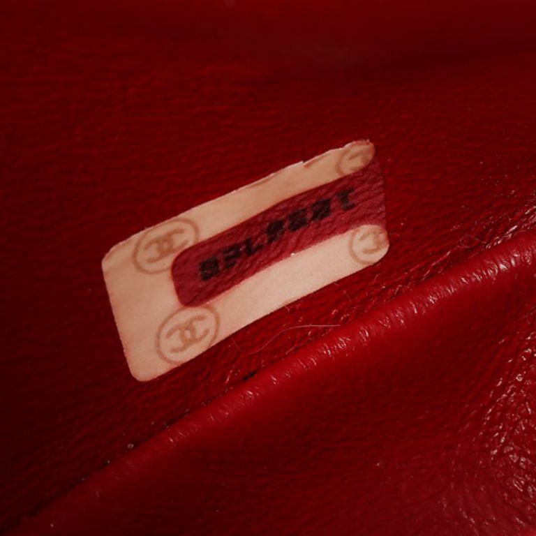 Chanel Around 1990 Made Suede V Stitch Classic Flap Chain Bag 25Cm Red For Sale 16