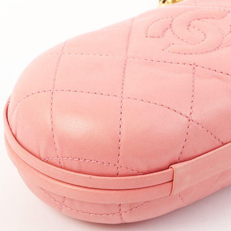 Chanel Around 1992 Made Cc Mark Stitch Metal Clasp Mini Chain Shoulder Bag Pink 8